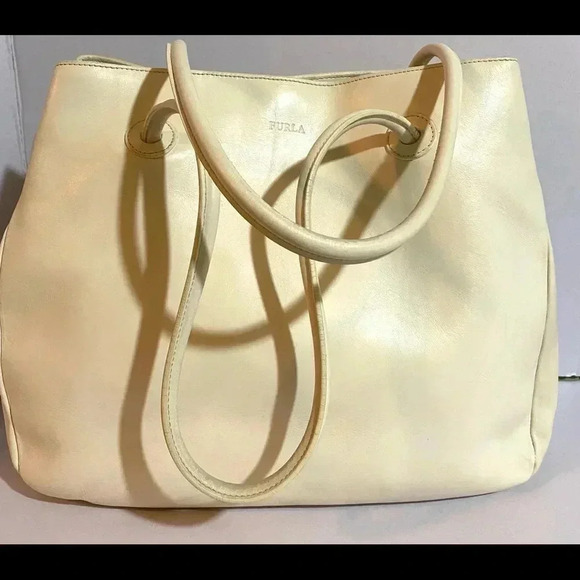 Furla beige leather satchel handbag - Picture 9 of 13
